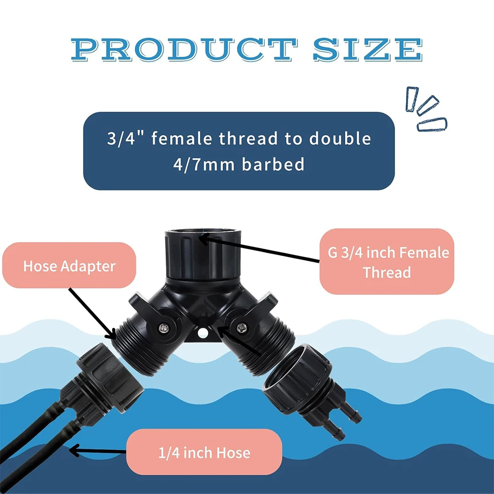 Drip Irrigation Tap Adapter 4-Way Splitter for Garden 1/4\'\' Hose Automatic Watering System Kit Bonsai Pot Plant Greenhouse