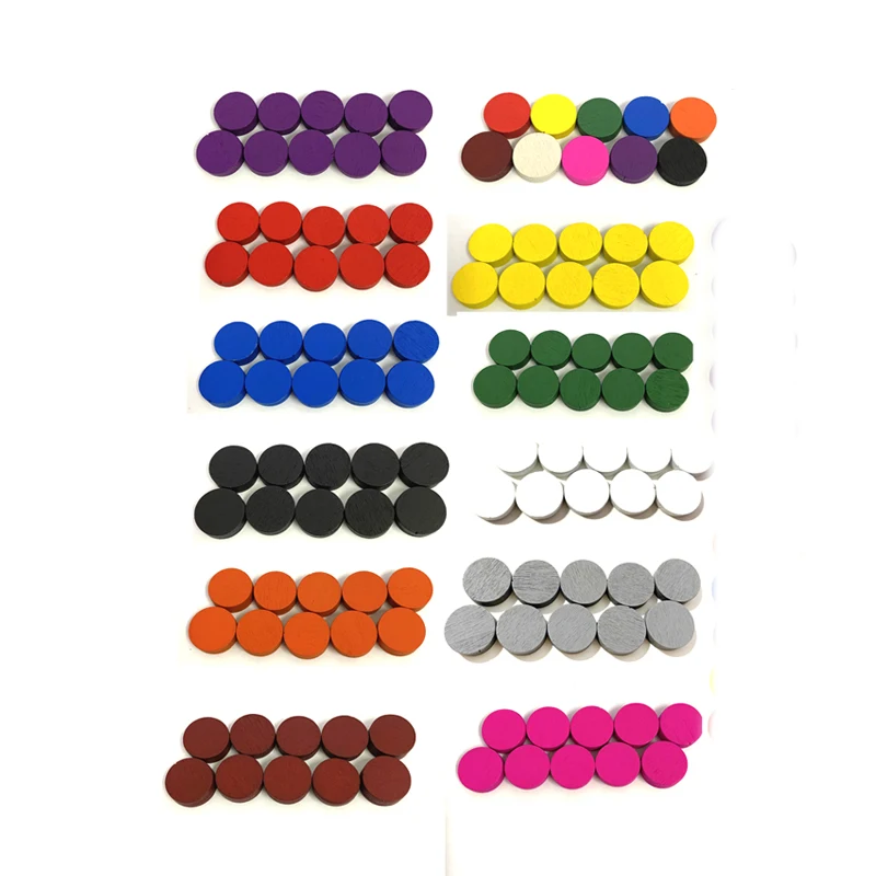 50Pcs 10*5MM 8 Colors Pawn Wooden Game Pieces Colorful Pawn/Chess For Board game/Educational Games Accessories