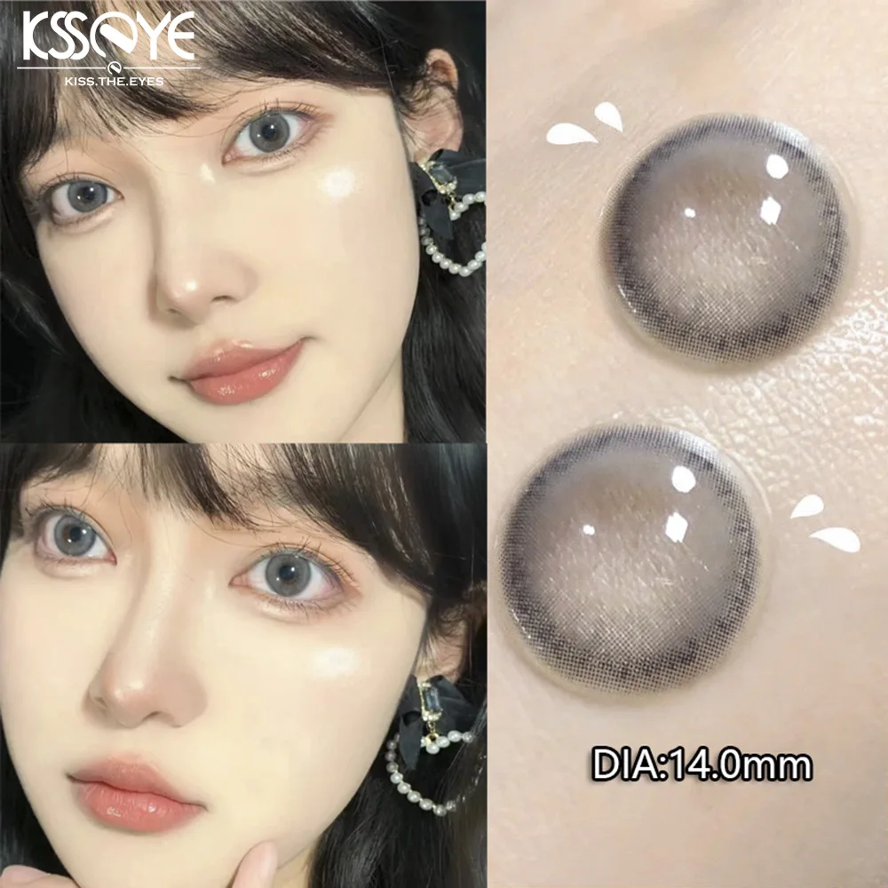 KSSEYE 2PCS Korea Colored Contact Lenses Myopia  Degree -0.00 to -8.00 Blue Eyes Beauty Pupil  Makeup Gray Lens Fast Shipping