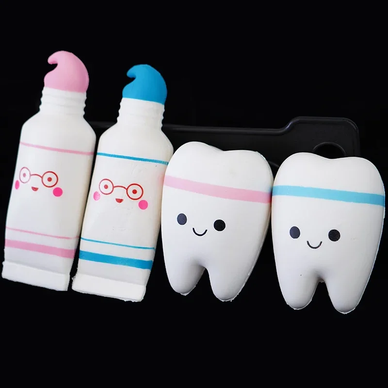Cute Tooth Shape PU Squishy Toy Slow Rising Hand Spinner Squeeze Toy Stress Relief Novelty Gift for Dentist Themed Party