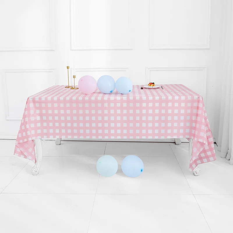 1pc Checkered Party Tablecloth Thickened Banquet Wedding Birthday Party Decoration Supplies Waterproof Oil Proof PEVA