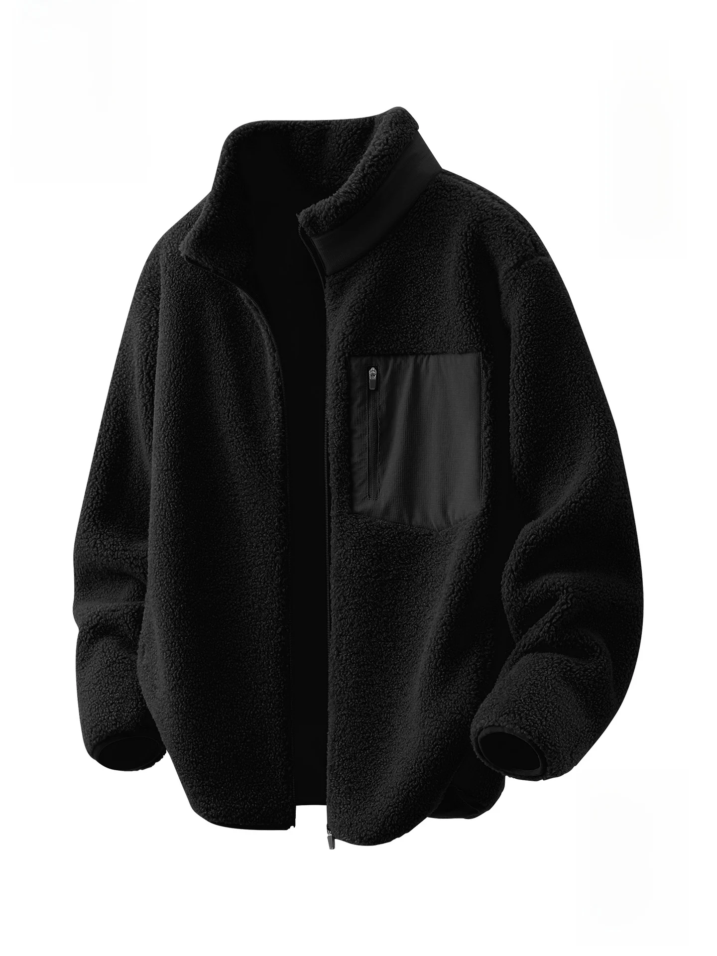 

Men's Thiened American Sle Fce Jaet Warm Bla Outerwear Long Sve Zipper Closure Casual Coat