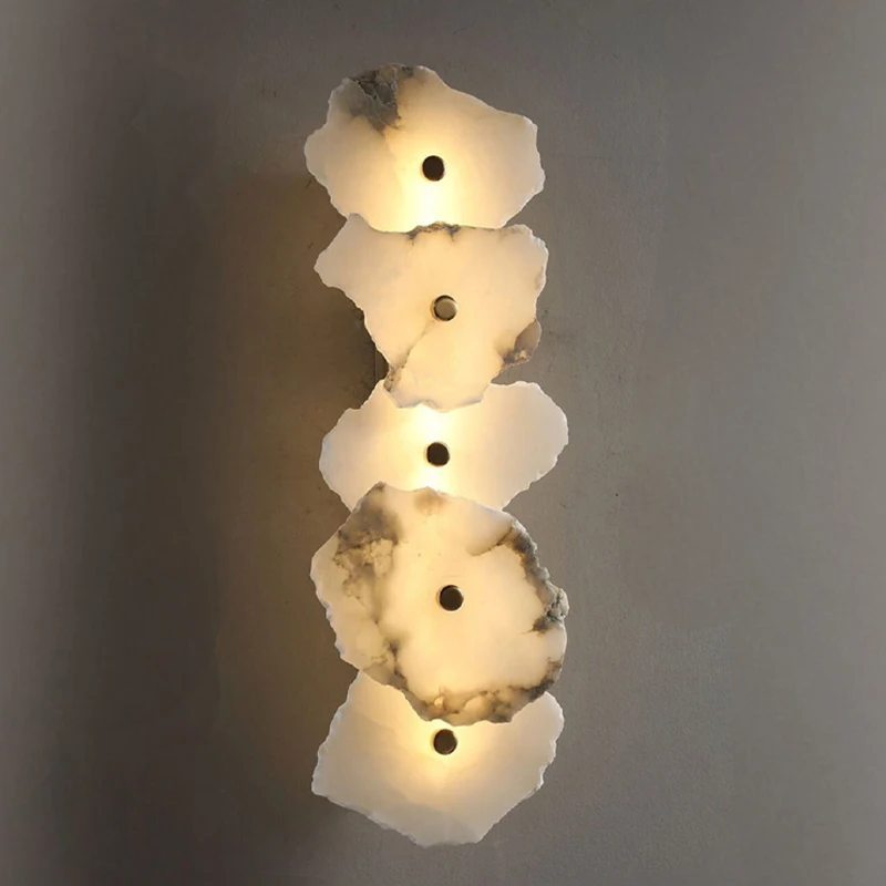 

Modern Style Decorative Natural Marble Wall Lamp Living Room Bedroom Vanity Design Alabaster Luxury Wall Lamp