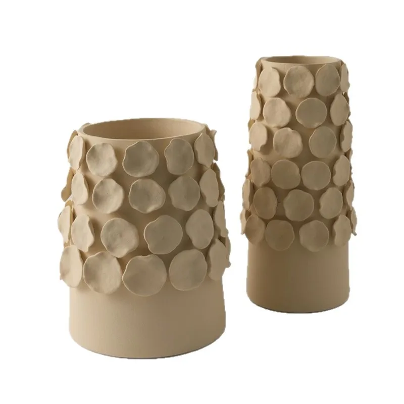 Modern Simple Nordic Ceramic Vase Hand Collage Polka Dot Flower Arrangement High-end Living Room Bedroom Decoration