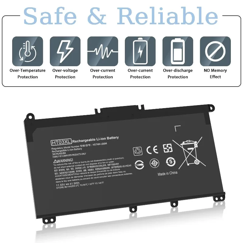 Batería para ordenador portátil de 3600mah HT03XL L11119-855 para HP Pavilion 15-DA 15-DB 15-DW 15-CS 15-DY 17-BY 17-CA 14-CE 14-CF 14-DF 14-DQ 14-DK