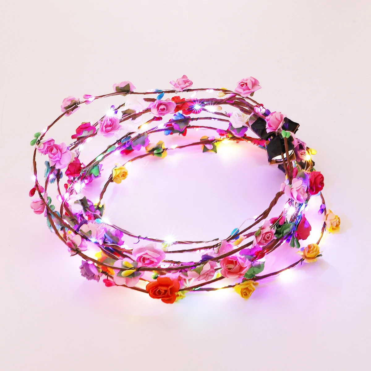 

9 Pcs Glowing Flower Crown Wreath Headband Hair Accessories for Girls Women Party Headdress Bridal Photo Props Sweet