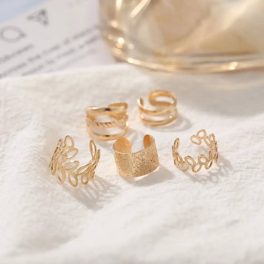 5Pcs/Set Fashion Jewelry Gift C-Shape For Women Multi-layer Earring Set Leaves Ear Cuff Korean Style Earrings Ear Bone Clips