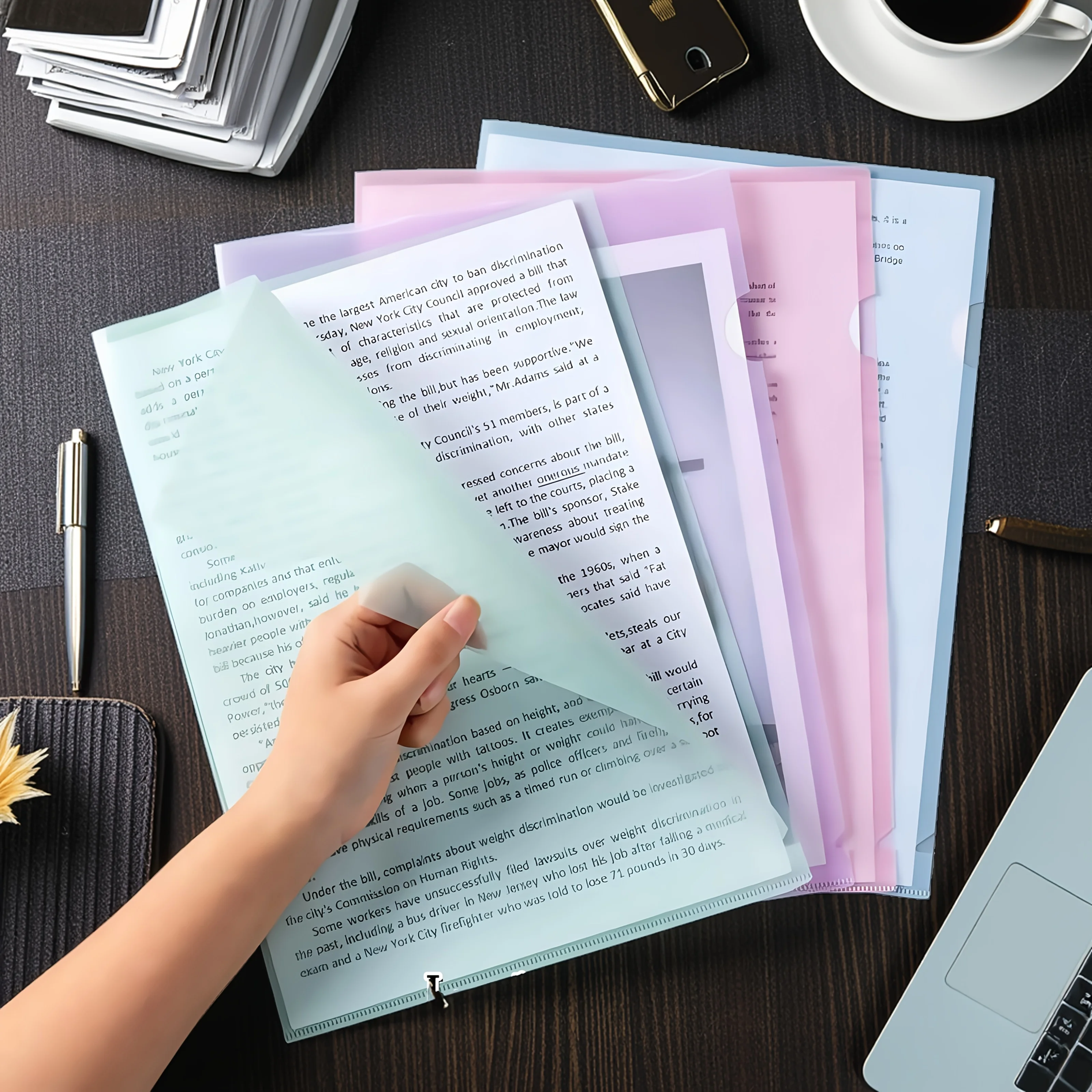 

20pcs L-Shaped File Folders, Durable PP Material, Ideal for Contracts, Tickets, and School Supplies, Office Organization