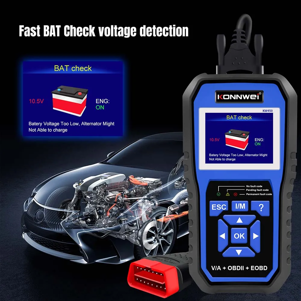 KONNWEI KW450 Full Systems Scanner Car OBD2 Diagnostic Tool for VAG COM VW Audi ABS Airbag Oil ABS EPB SRS TPMS Reset Scanner