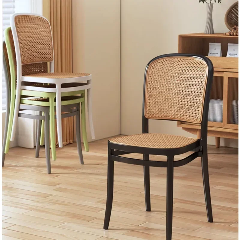 

2pcs Nordic Dining Chairs Imitation Rattan Restaurant Chair Superimposed Computer Chair Stable Load-bearing Kitchen Furniture