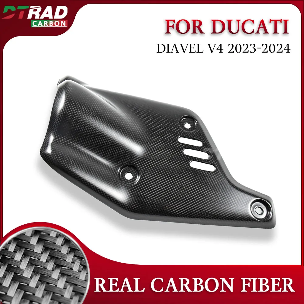 For DUCATI Diavel V4 2023 2024 Accessories Carbon Fiber Exhaust Pipe Heat Guard Fairing Kit Moto Anti-Scald Protection Cover Cap