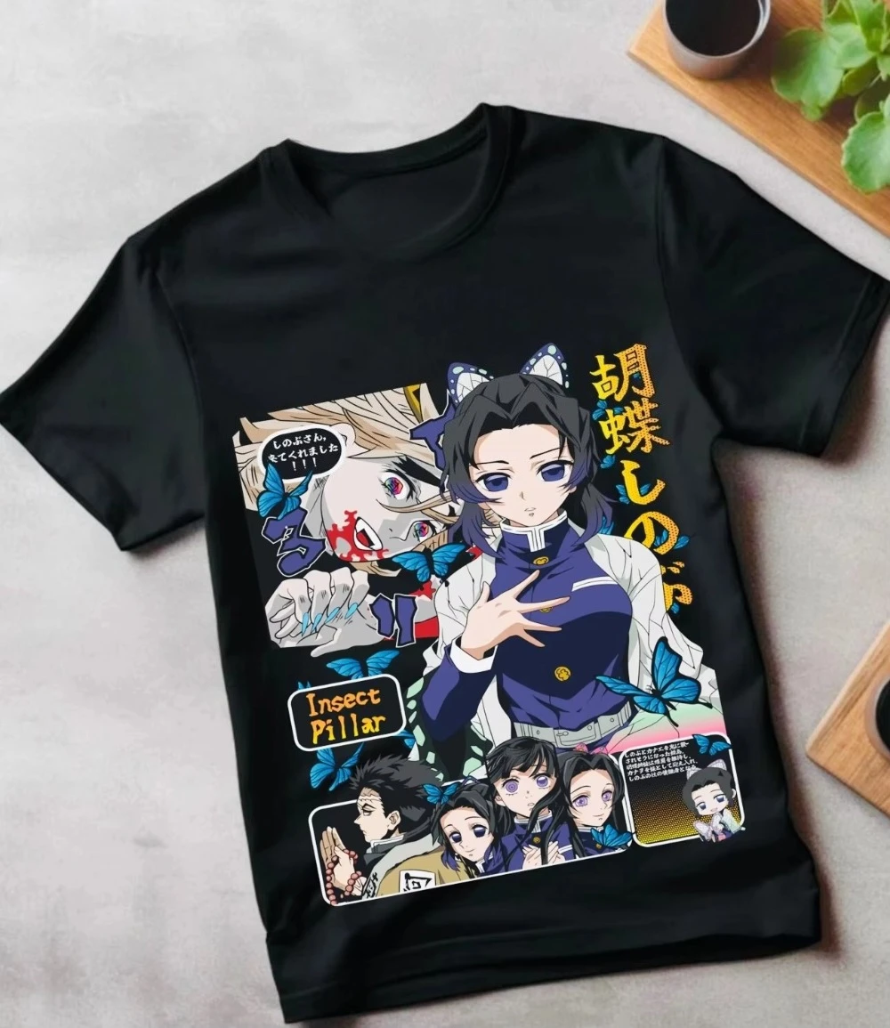 Shinobu Kocho Shirt Demon Killer Kimetsu No Yaiba Design Anime T-Shirt All Sizes Summer New Men's Women's PRINT Streetwear