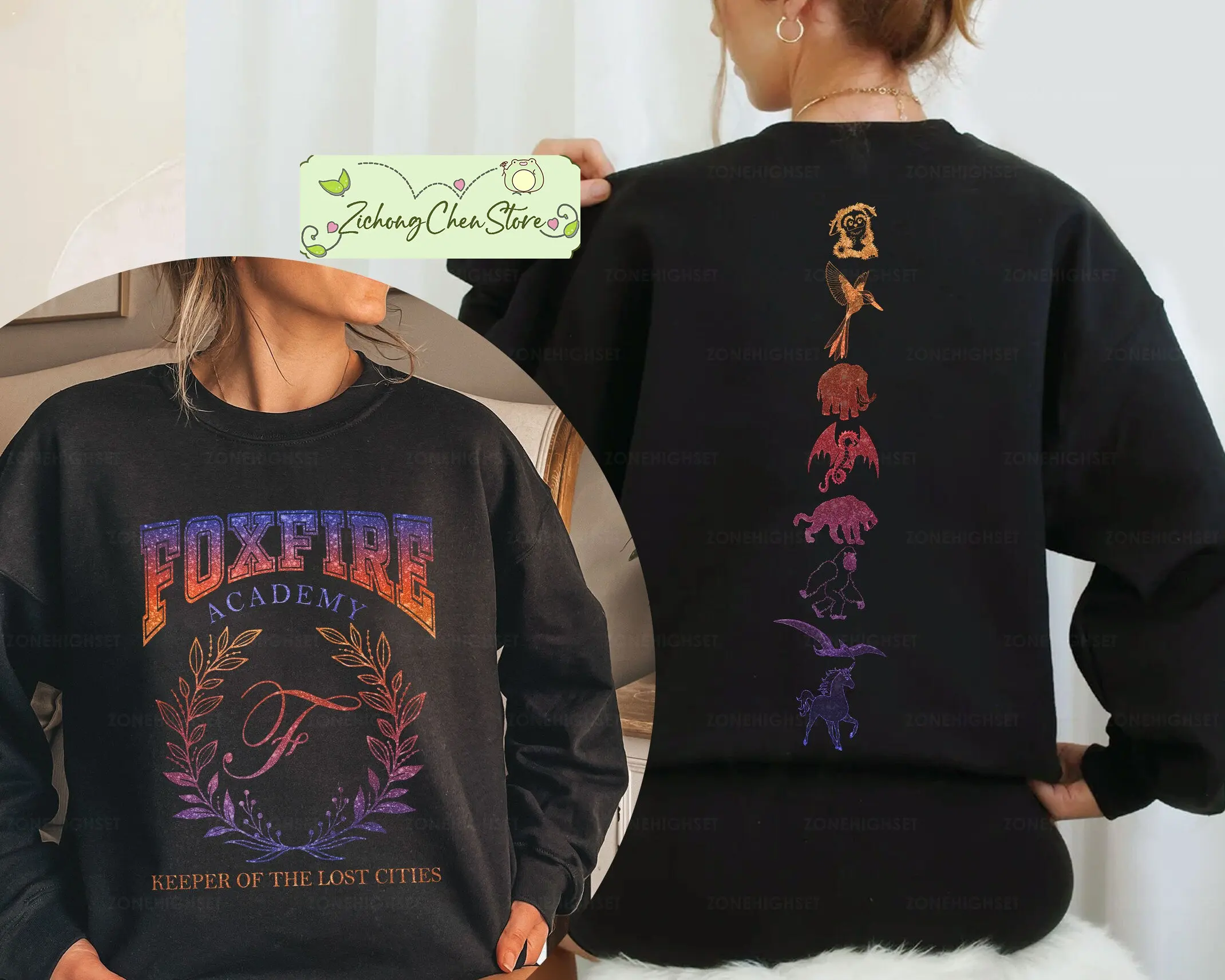 Retro Cute Magical Animal Two-sided Print Female Sweatshirt Foxfire Academy Keeper of The Lost Cities Slogan Trend Female Tops