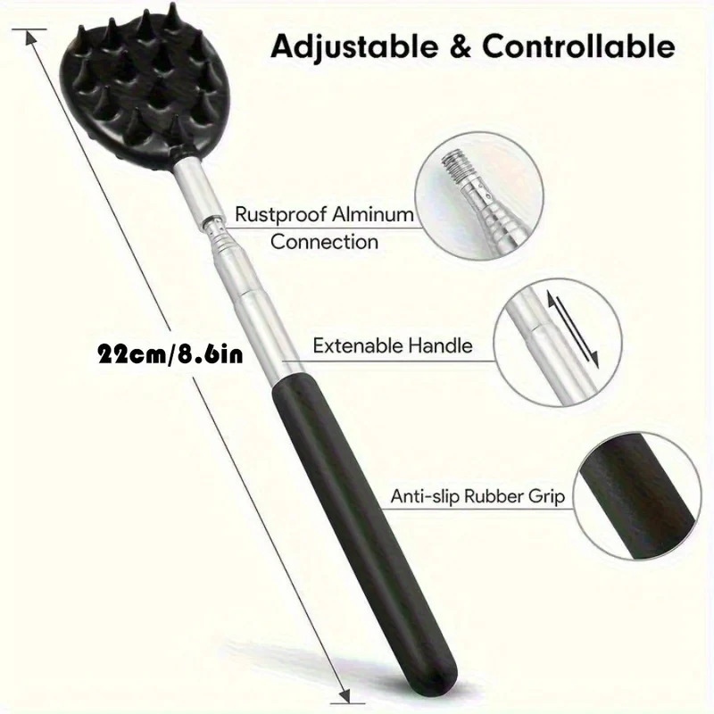 Portable Extendable Back Scratcher Stainless Steel Telescoping Back Scratcher for Both Human and Pets Extendable Back Massager