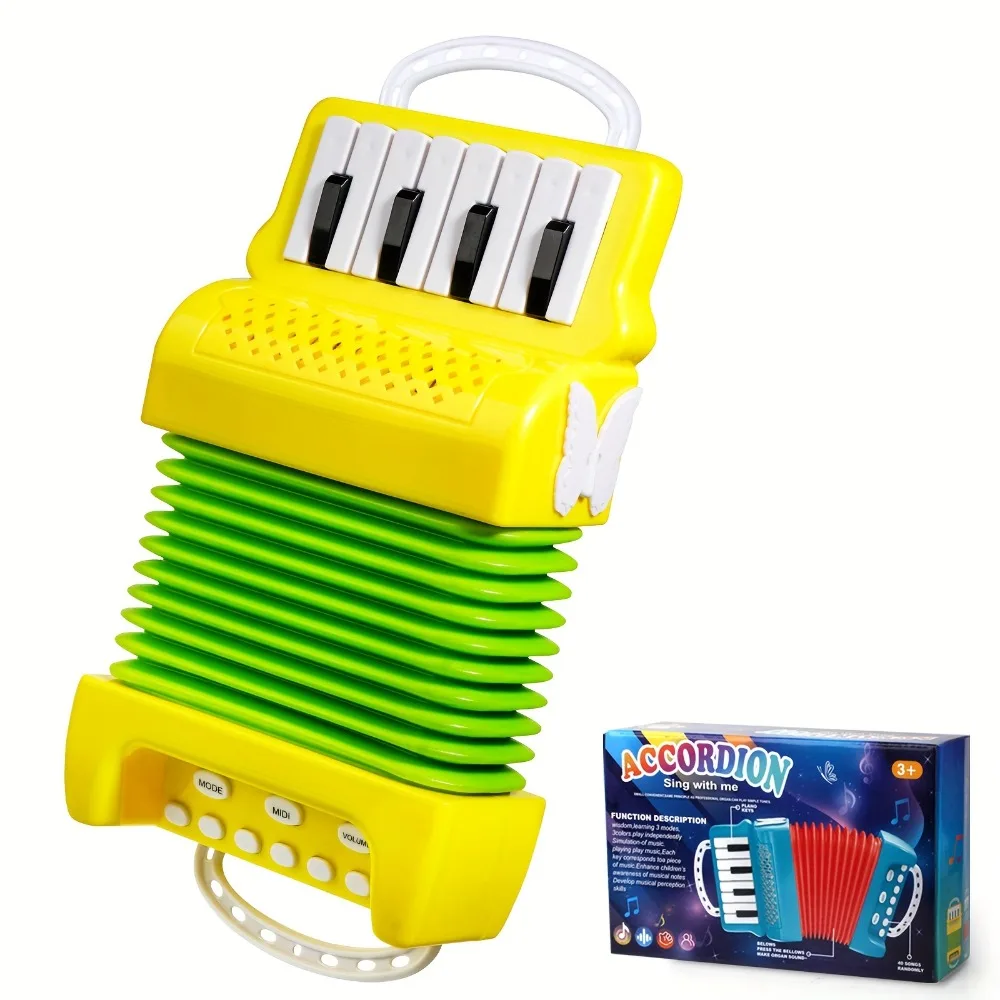 Juguete de acordeón con teclado de 12 teclas para niños pequeños, instrumento Musical, juguetes educativos, regalos de desarrollo de interés musical para niños