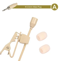 Beige Lavalier Lapel Mic 3.5mm Male Female Plug 3 Pin 4 Pin For Shure Wireless Omnidirectional Tie Clip Lapel Microphone