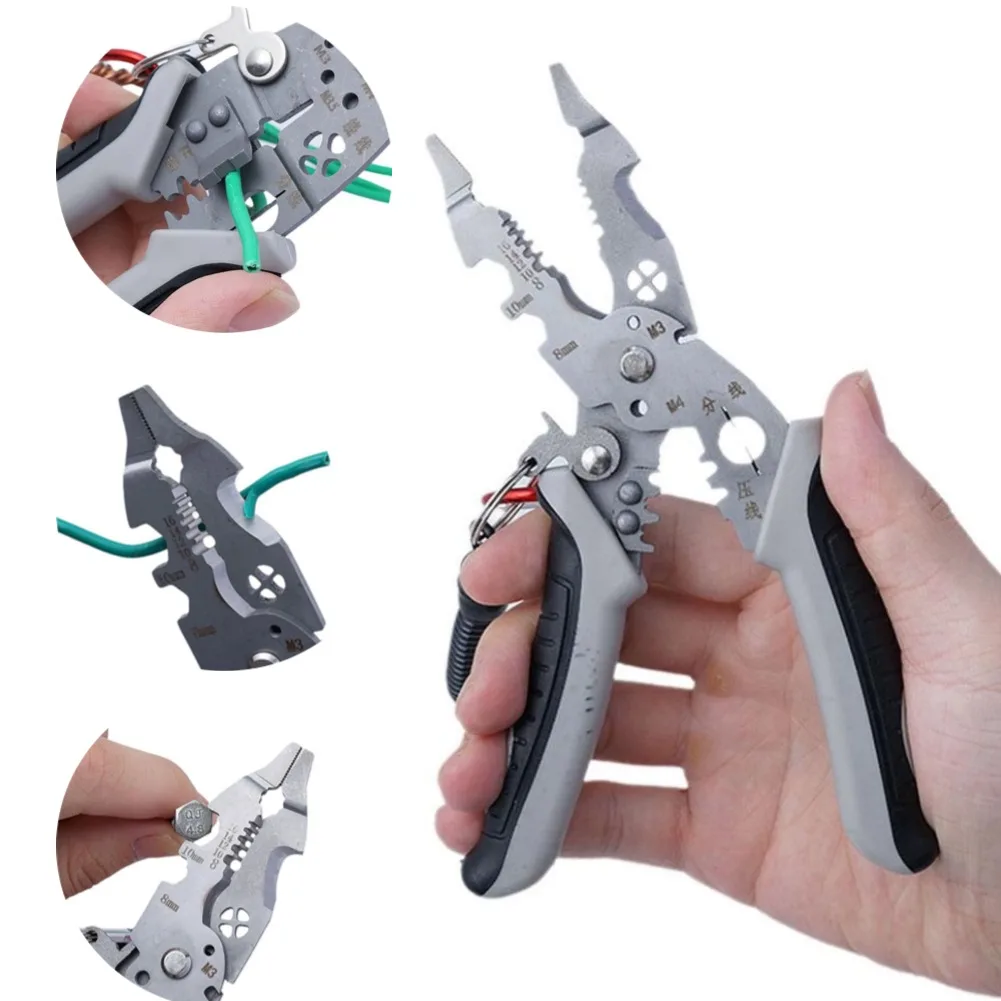 Crimper Cable Cutter Elbow Wire Stripper Multifunctional Stripping Crimping Pliers Terminal Hand Tool