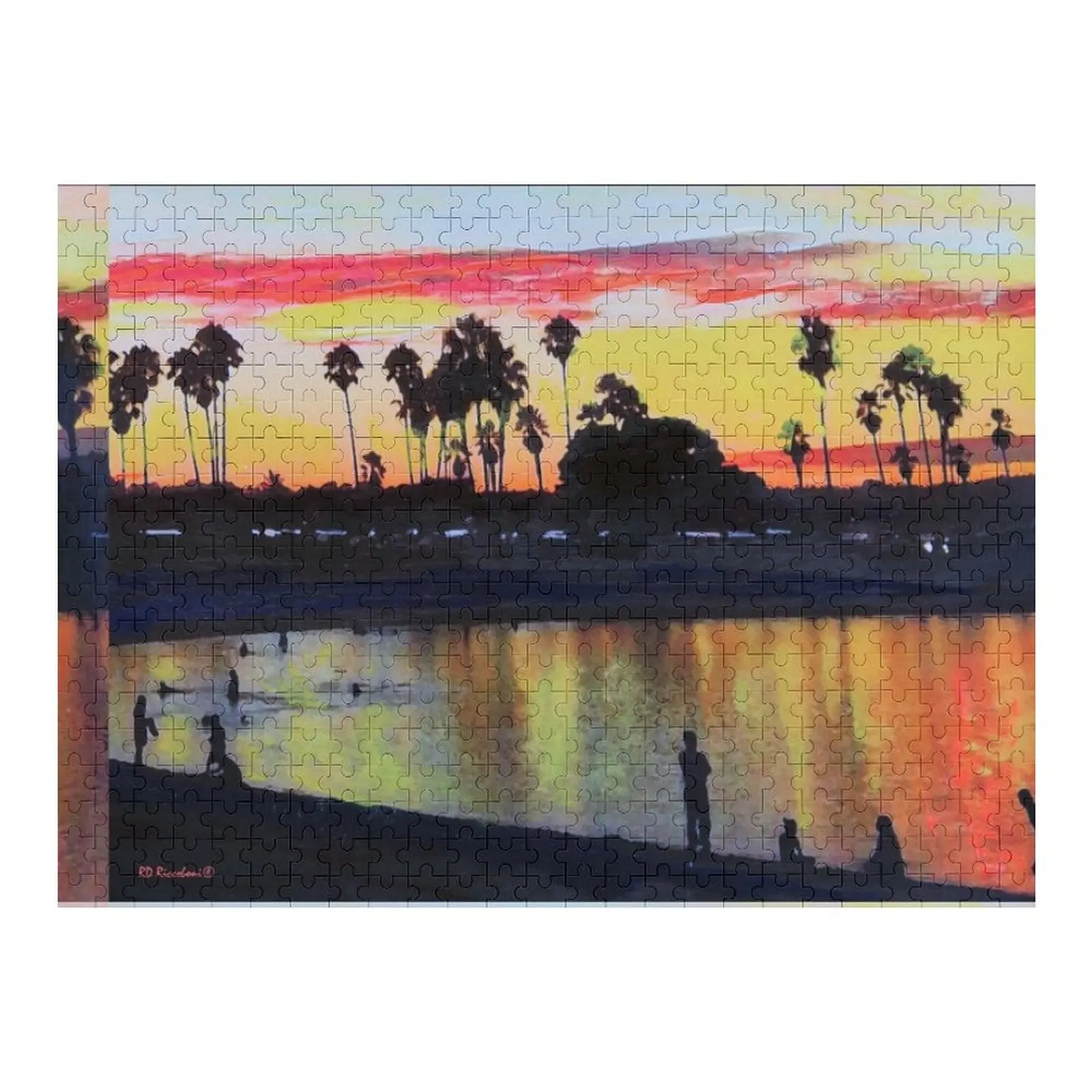 

Tropical Sunset on The Lagoon - San Diego California Jigsaw Puzzle Iq Wooden Name Photo Puzzle