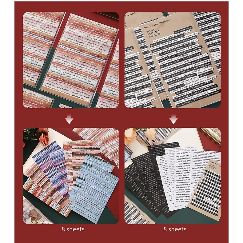 Card Lover 8 Sheets [Small Talk Series] Vintage Journal Stickers Washi Paper Sticker Paper Scrapbooking Material Scrapbook Kit