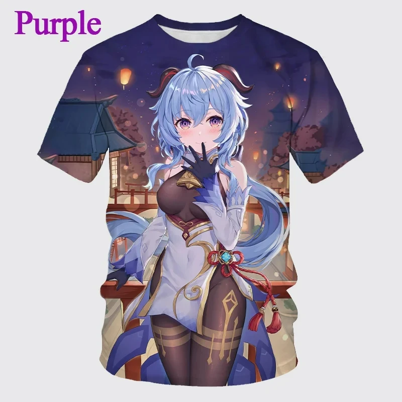 Hot Game Genshin Impact Ganyu Printed T-shirts 3D Sexy Girl Cosplay Tee Shirt Summer Men Women Street Harajuku Unisex Clothing