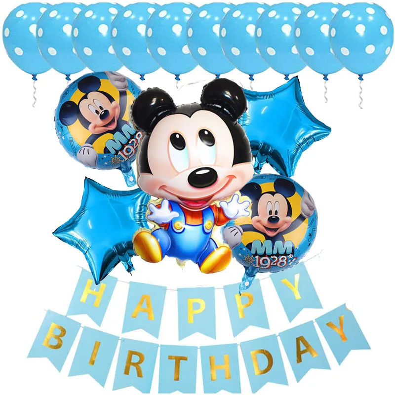 Disney Mickey Mouse themed children\'s birthday party cute version Mickey Minnie aluminum film balloon set