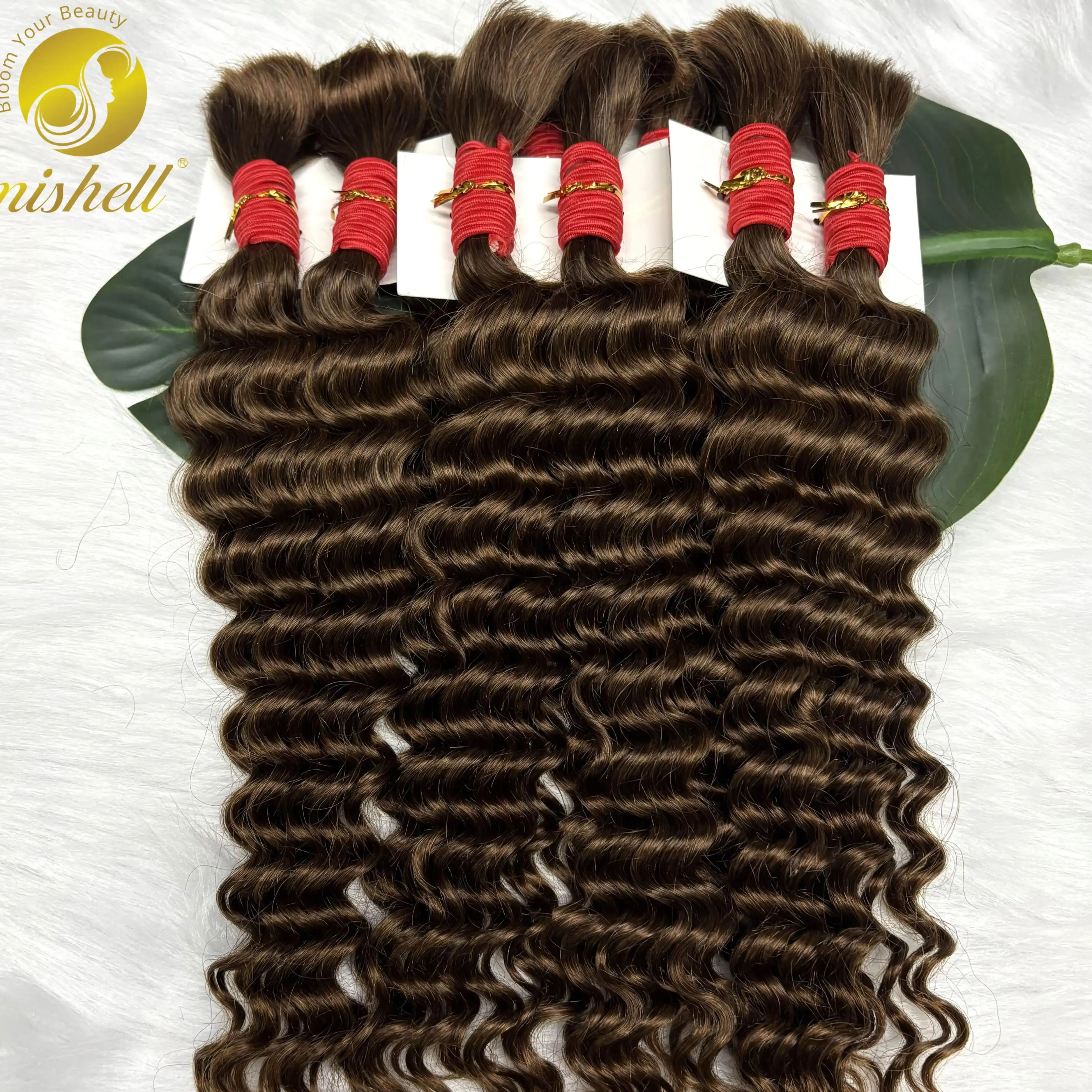 4 #   Chocoladebruin Deep Wave Bulk Haar voor Boho Vlechtjes Zonder Weft 1 Bundel 50g Bulk Krullend Haar voor Vlechten - afbeelding 2