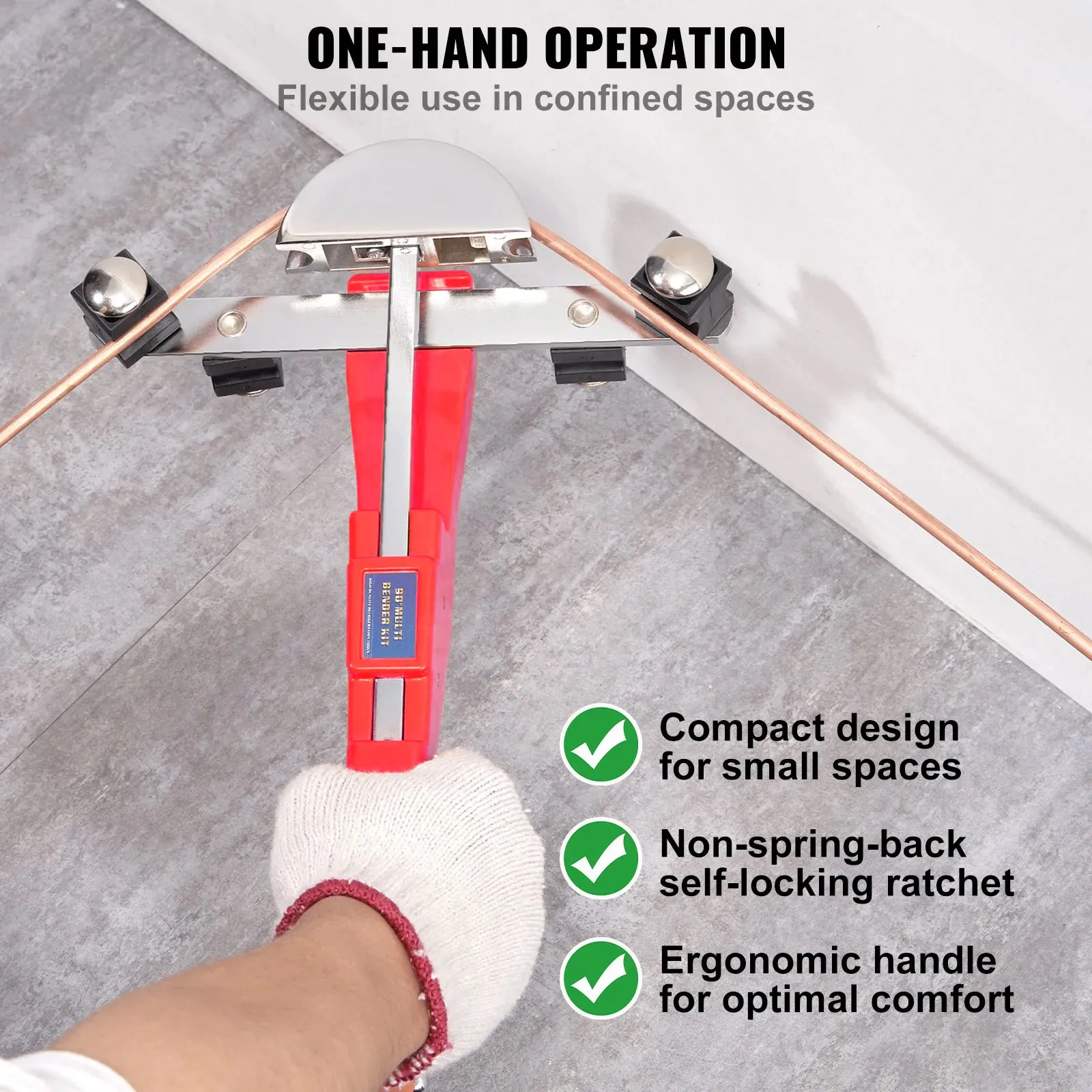 

SIHAO Ratchet Tube Bender 1/4"-7/8" O.D. Ratcheting Tubing Bender 90° Forward/Reverse Pipes Bending Tools w/7 Dies & Pipe Cutter