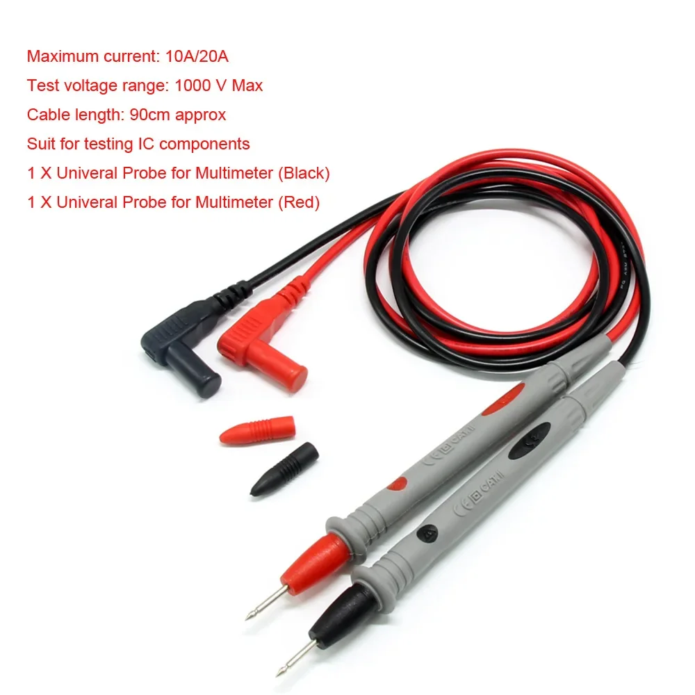 

1 Pair Digital Multimeter Probe Test Leads 1000V 20A Universal Needle Tip Multi Meter Tester Lead Probe Wire Pen Cable