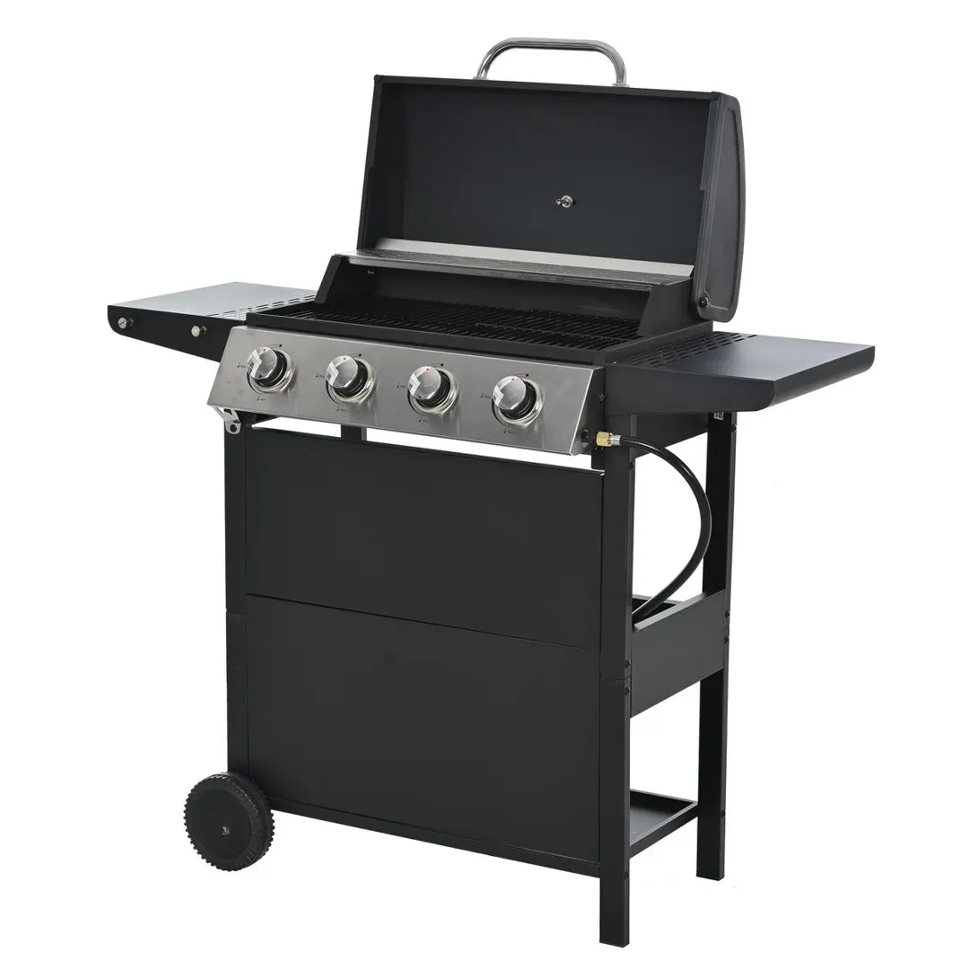 4-burner,34,000 BTU all-purpose cast iron grill,Perfect for outdoor cooking, garden, poolside, tailgating and hiking,great for roasting, searing, kebabs