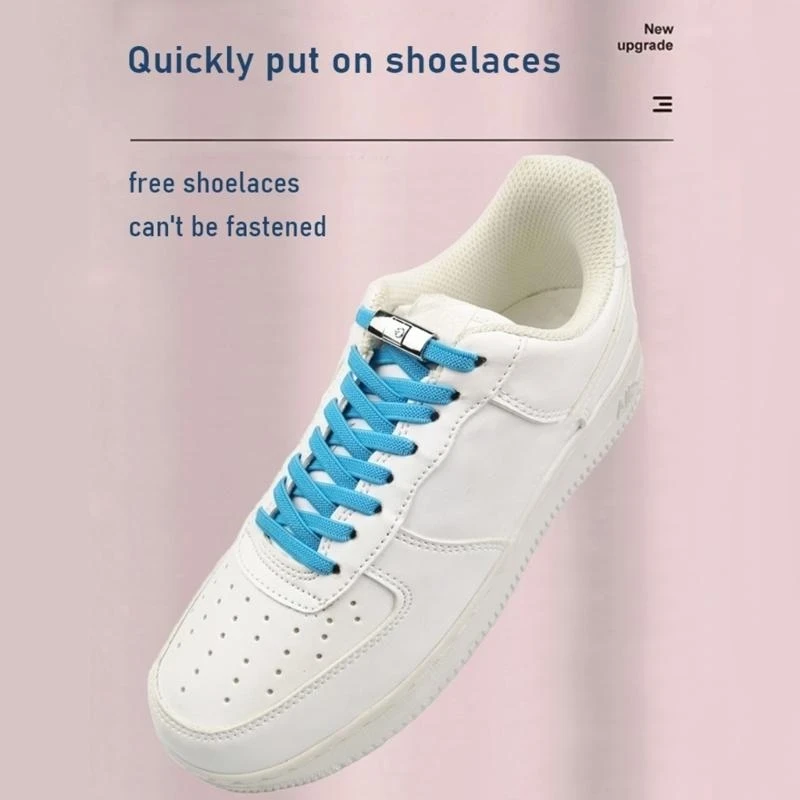   Elastic Shoelaces Replacement for Kids Adults Sneaker No Tie Elastic Shoelaces Flat Stretch Shoe Laces with Metal Buckle