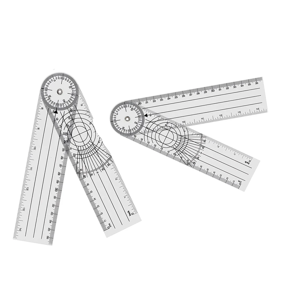 4 ชิ้น Goniometer กายภาพบําบัด 360 องศาหมุนเครื่องวัดมุมกายภาพบําบัด PVC สําหรับกายภาพบําบัด,กีฬา Therapy