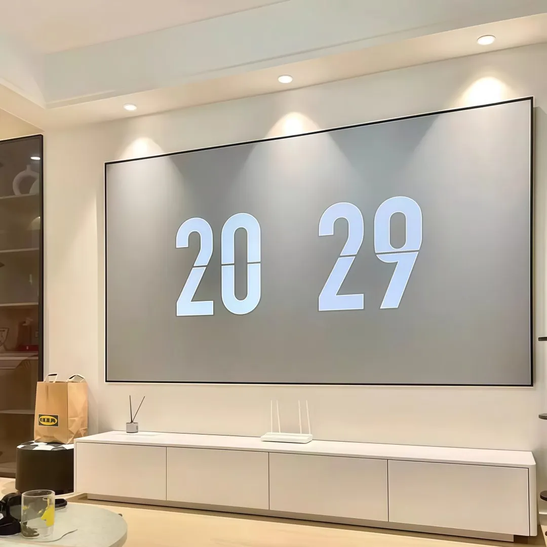 120-дюймовый гибкий экран проектора Френеля 8K с фиксированной рамкой, проекционный настенный антисвет в 3 направлениях