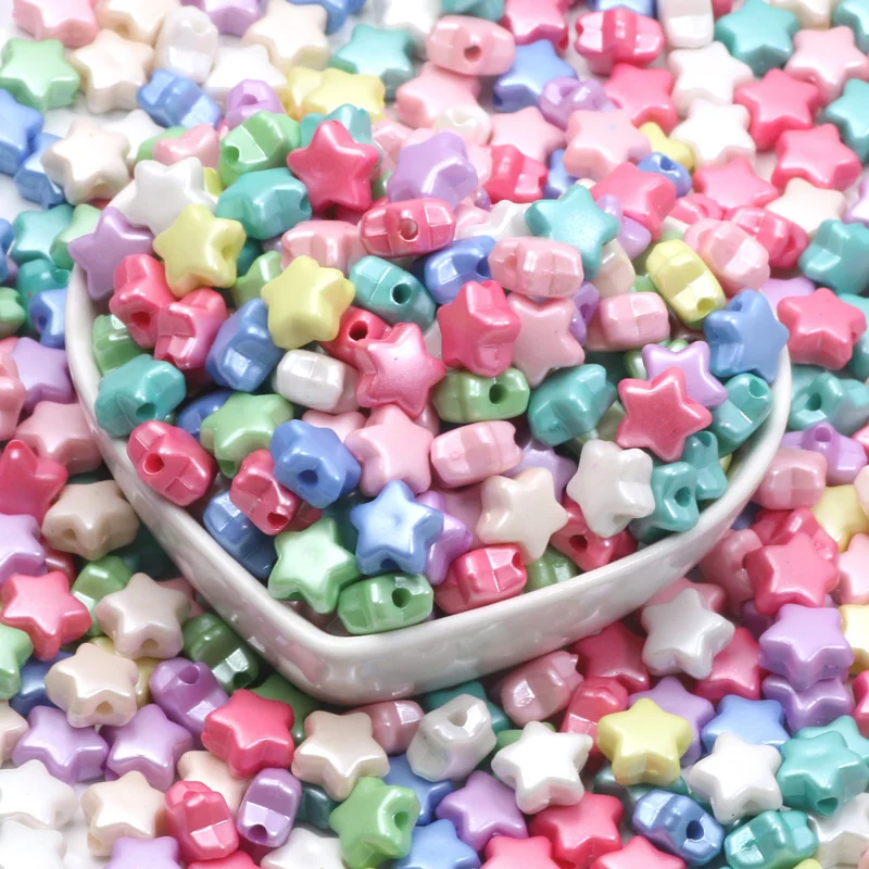 10MM 50Pcs Mixed Color Star Pearl Acrylic Beads Dashion Bracelet Necklace Decorative Beads