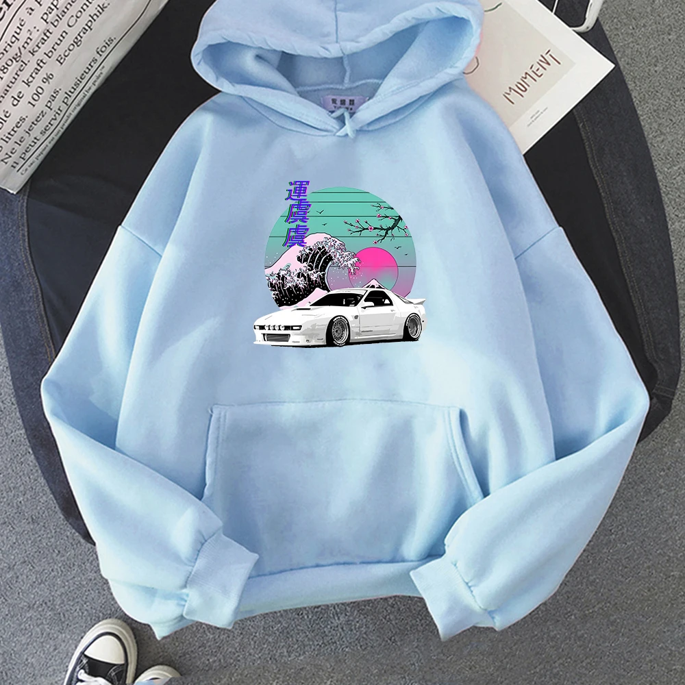 Harajuku Hoodie For Japanese Vaporwave JDM Legend Car RX7  Print Crewneck Sweatshirt Women/Men Long Sleeve Anime Tops