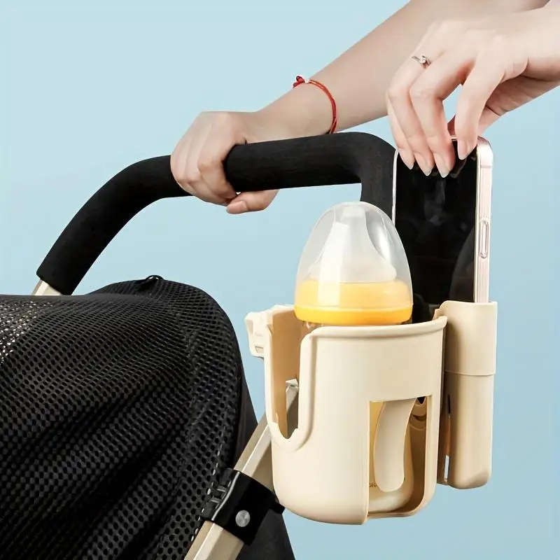 Porte-gobelet universel 2-en-1 pour poussette avec support pour téléphone, porte-bouteille universel pour accessoires de fauteuil roulant et de poussette