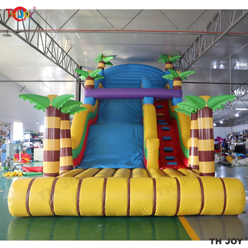 free sea ship to port,10x4m Large Commercial Inflatable Palm Tree Dry Slide for Outdoor Play