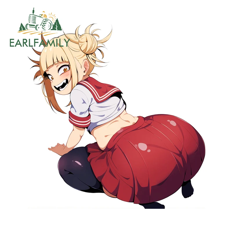 EARLFAMILY 13cm X 9.2cm Anime Girl Slap Ass NSFW Car Stickers Interesting Sunscreen Rearview Mirror Decal Camper Decoration - Image 4