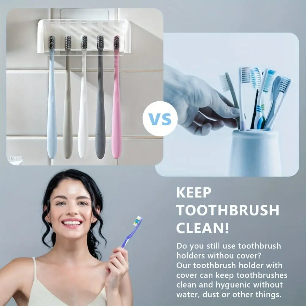 Dustproof Toothbrush Holder Punch-free Wall-mounted Toothpaste Holder Portable Waterproof Storage Rack Bathroom Accessories