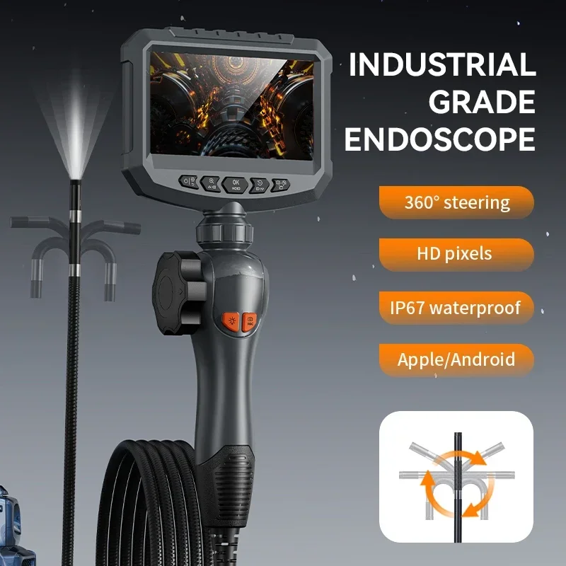 ANESOK S30 cámara boroscopio de motor inspección lente única 6mm 1M Cable dos vías cámara Industrial de 360 grados