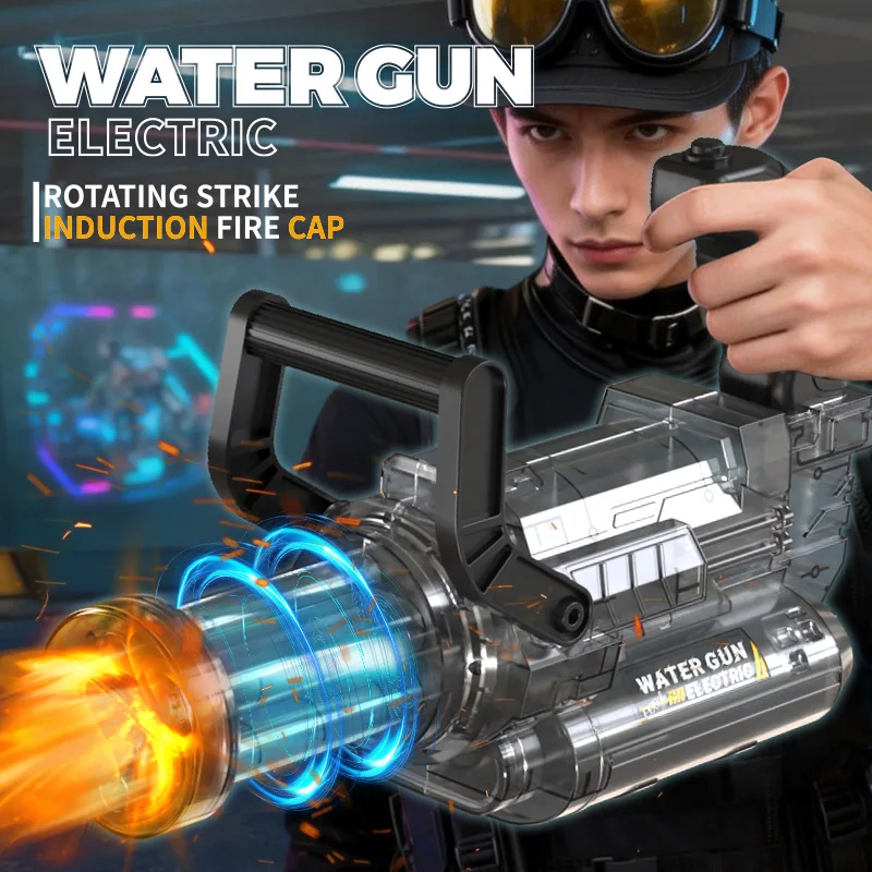 New Burst Electric Gatling Water Gun with cool lights Auto Fire Kids Water Blaster Outdoor Summer Play Toy for Children's Gifts