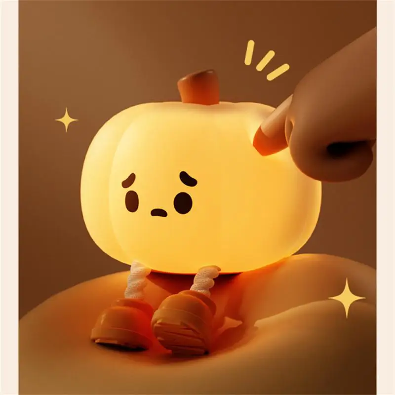 

Милая мягкая силиконовая безопасная лампа, украшения с таймером, приглушаемый прикроватный декор для детей, малышей, подарки на Хэллоуин, тыква, ночник