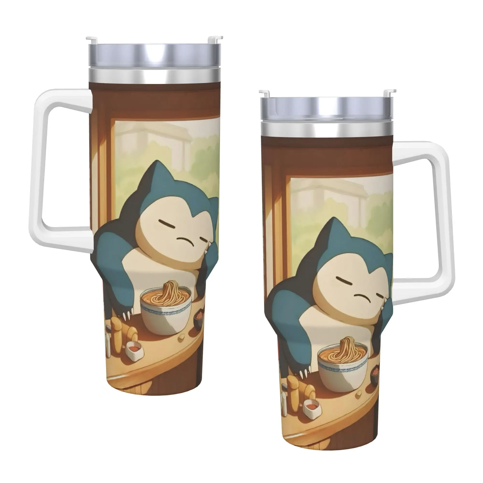 Snorlax More Sleep Please Stainless Steel Tumbler  Thermal Cups With Straws and Lid Large Car Mugs Cold and Hot Water Bottle