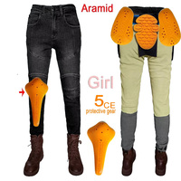 Women's Kevlar Motorcycle Jeans New Protective Riding Touring Pants Black Motocross Moto Pants with Abrasion Resistance