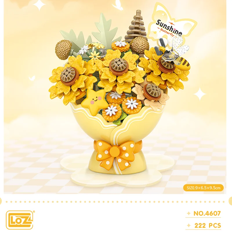 

LOZ plant flower series potted rose potted sunflower simulation flower model assembly ornaments girls building block flower toys