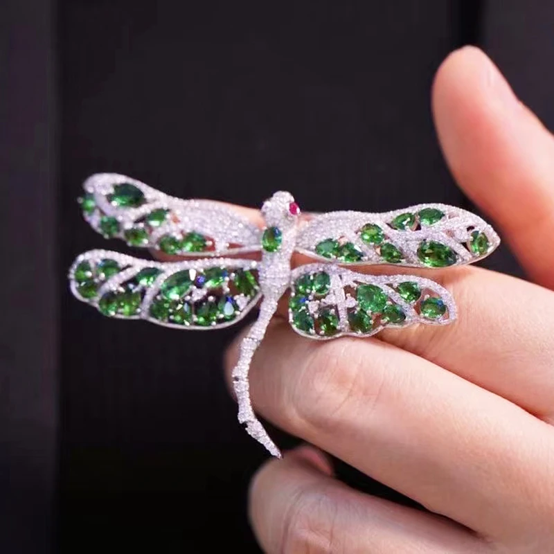 Dragonfly Brooch For Women Fine Jewelry Cute Style Different Colors Suit Hat 925Sterling Silver With Cubic Zircon Free Shipping