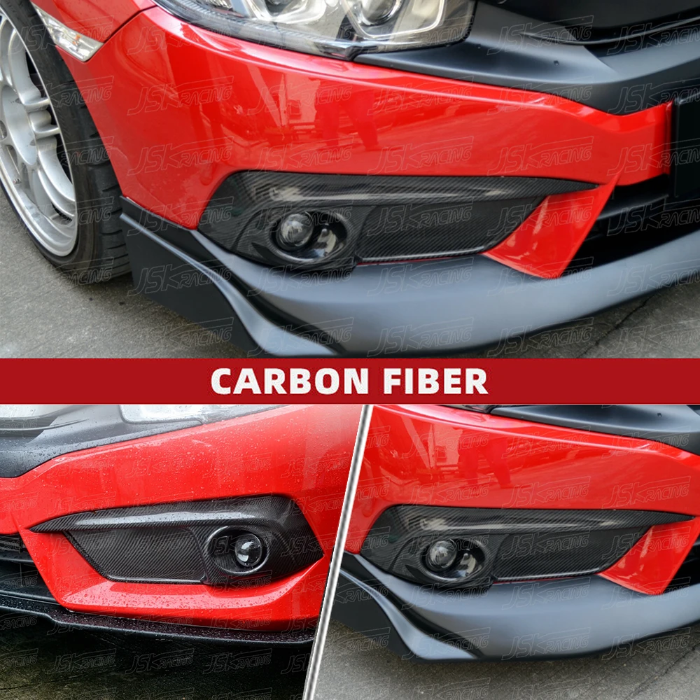 Carbon Fiber Front Fog Light Cover For Honda Civic X 2016(JSKHDCV16002)