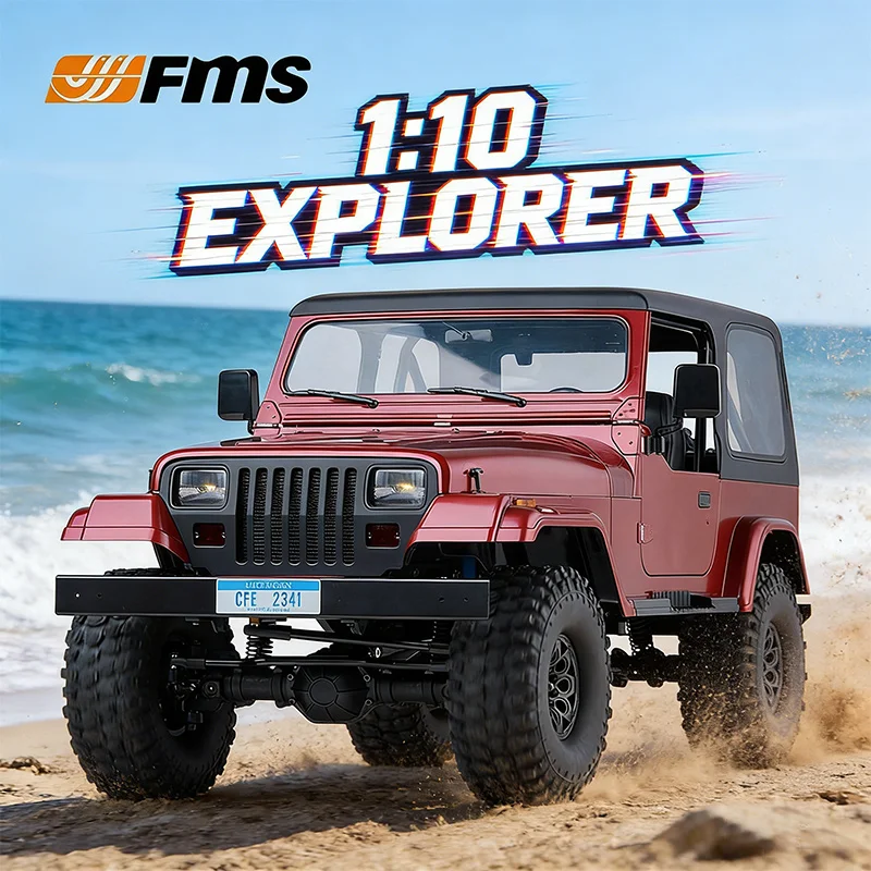 

Радиоуправляемая модель внедорожника FMS Explorer 1:10, имитационная модель автомобиля с жестким корпусом, крупномасштабная модель для скалолазания