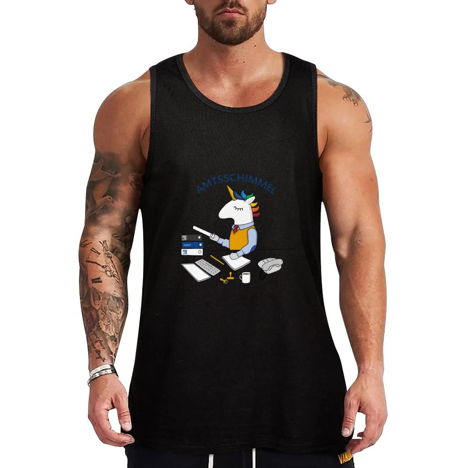 

old school office unicorn Tank Top singlets for men Man sleeveless shirt Man clothes for gym