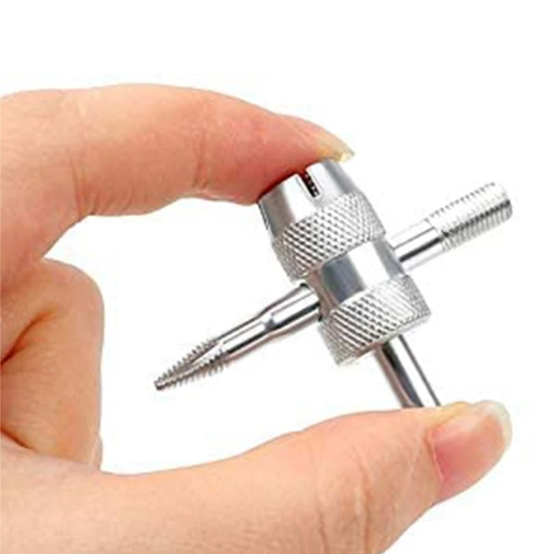 4-Way Valves Tool Tire Valves Tools 4 Way Valves Tool 4-in-1 Multifunctional Valves Wrench for Automobile Tire Stem