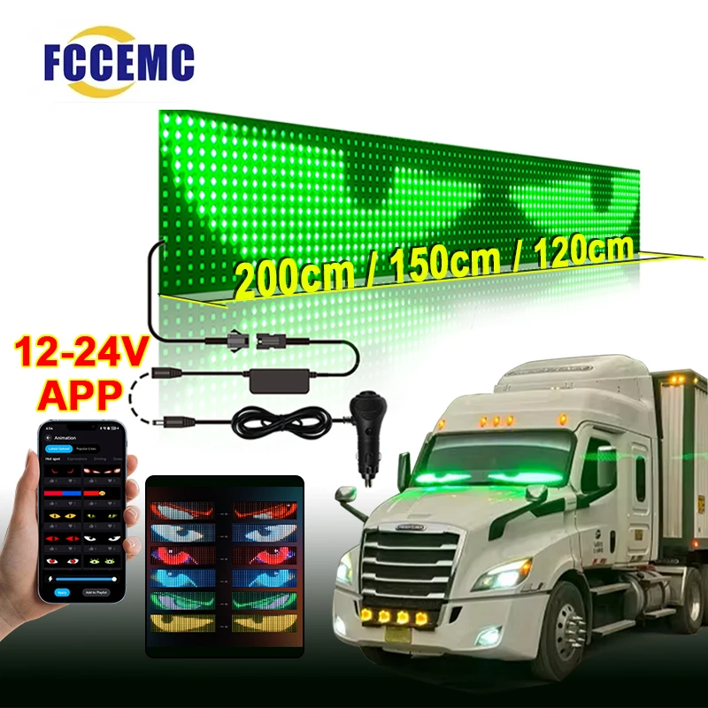 12V-24V Devil's Eye LED APP Control Car Sign Remote Control Scrolling Animation LED Matrix Pixel Panel LED Display Light
